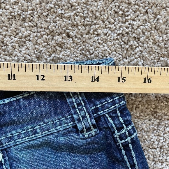 ROCK & Roll Cowgirl Mid Rise Bootcut Jeans 30x34 Embellished Pockets - Picture 10 of 12